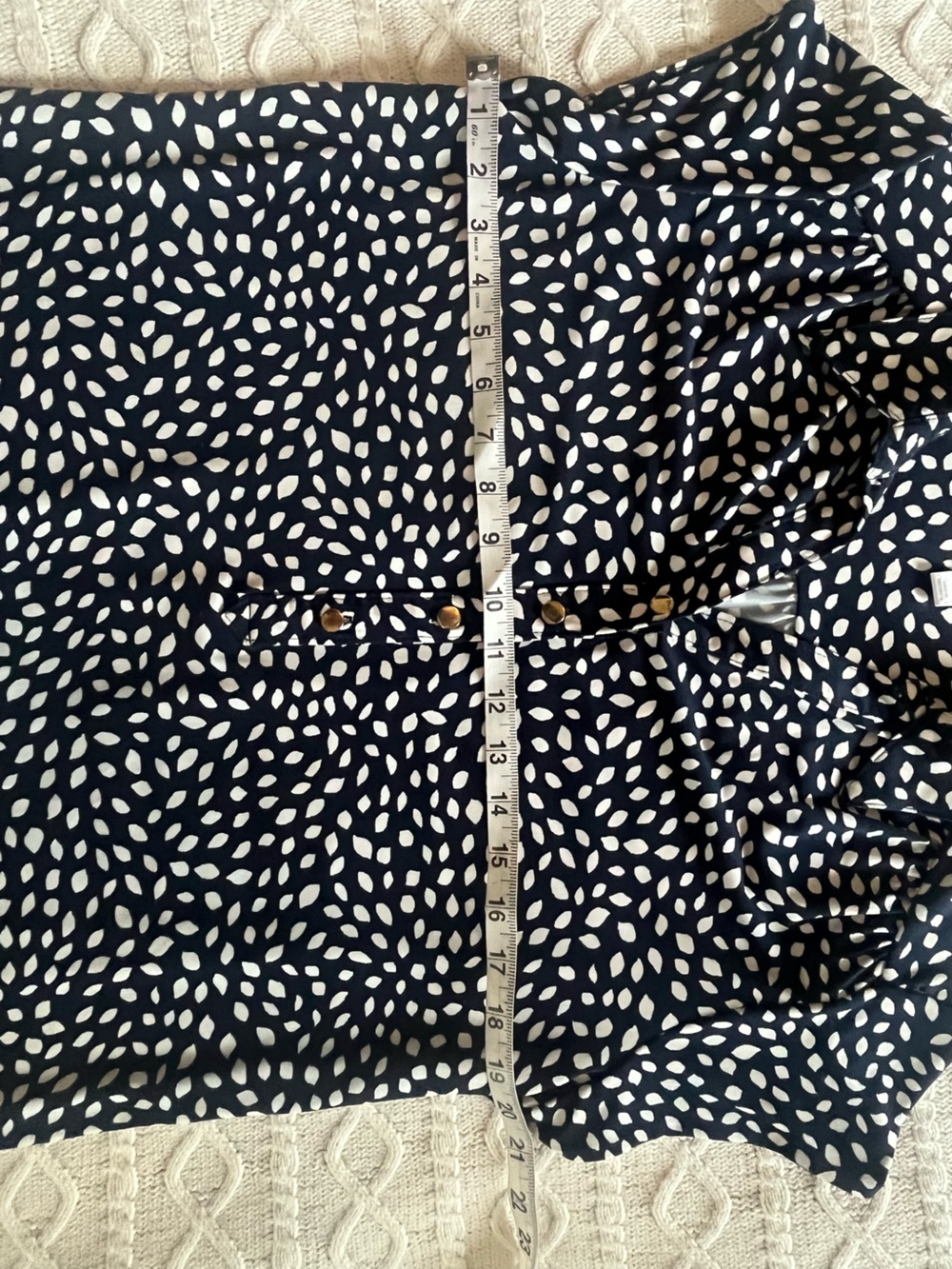 Charter Club Navy Blue 1/2 Button-Up Blouse with Detailed Pattern Size XL - Picture 16 of 16